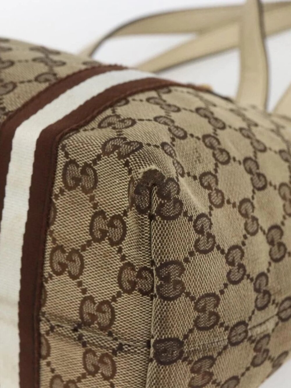 GUCCI GG Canvas Bamboo Hand Bag Beige Gold 137396 Auth 164794 - Picture 9 of 16